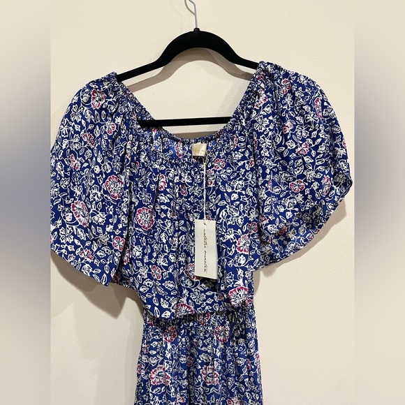 NWT Natalie Martin 100% Silk Naomi Floral Print Pelicano Blue Maxi Dress Size S - Picture 3 of 11